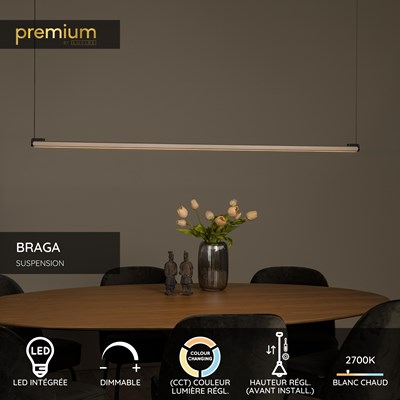 Lucide BRAGA - Suspension - LED Dim. - CCT - 1x36W 2700K/4000K - Détecteur à balayage manuel - Café | Premium
